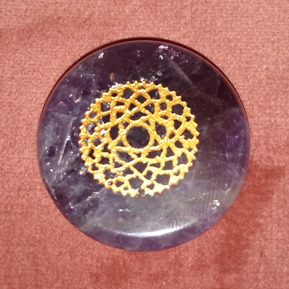 Purple Amethyst Palm Stone Crown Chakra Gem Disc Pocket Gemstone Worry Rock